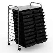 Costway 20 Drawers Galvanized Rolling Storage Trolley Cart Black