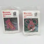 2 VINTAGE KNOT HOUSE MACRAME CHRISTMAS KIT ORNAMENT mitten Mouse Red New Kits