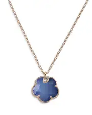 Pasquale Bruni 18K Rose Gold Petit Joli Lapis White Agate Doublet & Diamond Flower Pendant Necklace, 16.75
