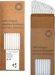 Pack of 65 Bamboo Fibre Straws - Plastic Free, 100% Biodegradable | No Softening, Environmentally Friendly Alternative to Plastic & Paper Straws | Suitable for Hot & Cold Drinks | 20cm