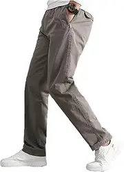 [WZIKAI] Mens Cargo Pants,Elastic Waist Sweatpants for Men Casual Long Trousers Light Jogger Pants, Grey, Small