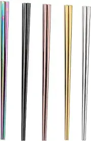 5 Pairs Stainless Steel Chopsticks Set, Metal Chopsticks
