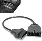 dawfall 1 PC Car OBD1 12 Pin to OBD2 16 Pin Conversion Cable, 15.75" Waterproof Durable Plug and Play Adapter, Fault Diagnosis Instrument Connection Harness, Compatible with GM Models (Black)