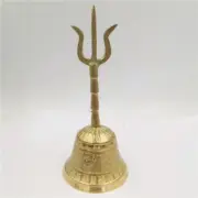 7.48" Taoist Articles Trigeminal Bronze Bells Sanqing Taoist Ritual Bronze Bells