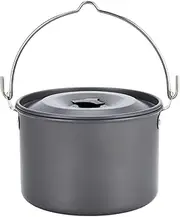 Generic Hanging Pot for Camping 4L Aluminum Cookware with Handle and Lid for Outdoor Use