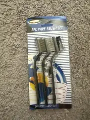 3pc Wire Brush 7" Set New In Box (Nylon, Brass, Stainless).