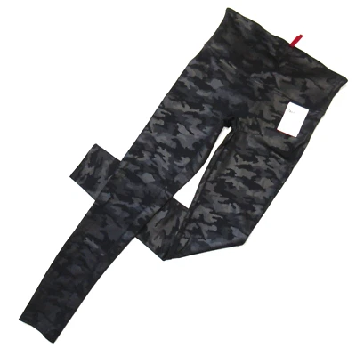 NWT SPANX 20185 Faux Leather Camo Leggings in Matte Black Camo XL