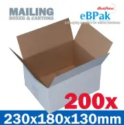 200x Mailing Box 230 x 180 x 130mm Regular White Shipping Carton B43