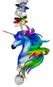 Crystal suncatcher gift, Rainbow Unicorn window hanging crystals / suncatchers