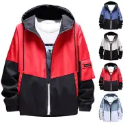 Men's Outdoor Sports Casual Jacket With Hat Hiking Coat Light Trench Coat