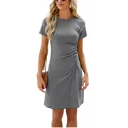 Drawstring Waist Fit Dresses - Grey