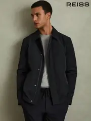 Reiss Navy Cologne Elasticated Hem Harrington Jacket (B99317) | $510