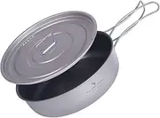 Boundless Voyage Titanium Non-Stick Frying Pan with Lid Folding Handle Ceramic Coating Frypan Cooking Frypan Pot for Outdoor Camping Picnic Backpacking