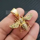 Iced Hip Hop Stainless steel Cubic Zirconia Bumble Bee Gold plated Charm Pendant