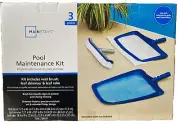 Mainstays 3PC Swimming Pool Maintenance Kit- with Brush,Skimmer & Rake_ Free S&H