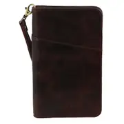 Pierre Cardin Italian Leather Passport Protected RFID Wallet 20cm Chocolate
