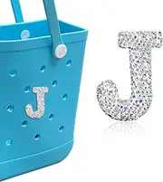 [HLUWA] Diamond Letter Charms for Bogg Bag, Alphabet Sparkling Rhinestones Lettering Accessories Charms for Bogg Bag and Simply Southern Bag, Insert Letter Charms for Handbag Beach Tote Bag.