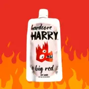 Hardcore Harry BIG RED Hot Sauce. Chilli sauce. On the go. Made in Australia.