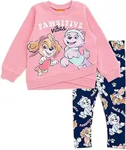 [PAW PATROL] Crossover Fleece Sweatshirt and Leggings Outfit Set Infant to Little Kid Sizes (12 Months - 7-8)