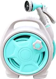 Hose Reel Garden,Garden Hose Reel,Hose Reel Wall Mount Retractable Garden Hose Outdoor Storage Outdoor Portable Car Wash Hose Storage Rack,Lake Blue
