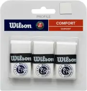 WILSON Roland-Garros Tennis Overgrip - 3 Pack, White/Navy