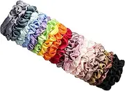 Satin Silk Hair Ties Small Scrunchies for Women Girls Ponytail Holders 20 Pcs Mini Bulk Scrunchies Elastic Hair Bands for Thick Curly Hair Pony Tails Hair Ties