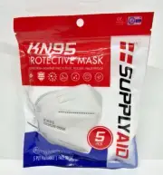SupplyAID RRS-KN95-5PK KN95 Face Mask for Protection Against PM2.5 Dust, Pollen