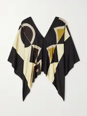 [LOUISA PARRIS] LOUISA PARRIS - The Majorca Printed Silk-twill Top - Black - One size One size Black