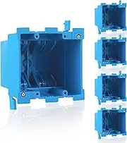 5 Pack 2 Gang Old Work Retrofit Standard Switch/Outlet Wall Electrical Box, 25 Cu.in. PVC 2 Gang Junction Box, 4-1/4-Inch Length by 3-1/8-Inch Width by 4-1/4-Inch Depth, for Constructions