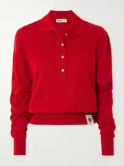 [BALLY] BALLY - Cashmere And Silk-blend Polo Sweater - Red - IT38 IT 38 Red