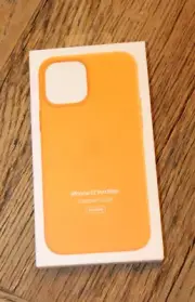 Apple iPhone 12 Pro Max Genuine Leather & Silicone Case California Poppy Orange