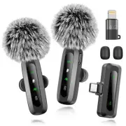 Wireless Microphone Mini Mic for iPhone/Android Phone, LED Display Lavalier M...