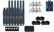 Motorola Solutions T802 Two Way Radios w/ 6 PTT Earpieces Charging Trays 6-Pack