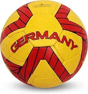 Nivia Kross World Football (Yellow/Red, Size 5) | Hand Stitched | 32 Panel | Hobby Playing Ball | Soccer Ball