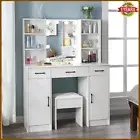 Makeup Vanity Mirror with Lights Stool Table Set with Drawer Dresser & Cabinets