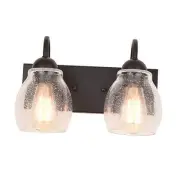13" Vanity Lights with Seeded Glass,2 Light Wall Sconce Lighting, Brown