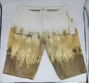 Ocean Drive Athletics Women's Tye Dye White & Brown Bermuda Shorts Small