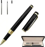 Acoud Metal Ballpoint Pen Business Rollerball Pen Signature Pen with Two 0.5MM Black Universal Pen Refills,Gift Pen for Colleagues and Family,Gift Boxed (Black)