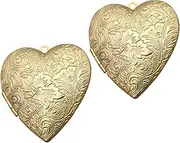 CORHAD 2pcs Copper Photo Box Golden Heart Charms DIY Pendants Memento Mori Ring Photo Chain Locket Wedding Decoration Wedding Ornaments Heart Shape Pendant Necklace Heart-Shaped