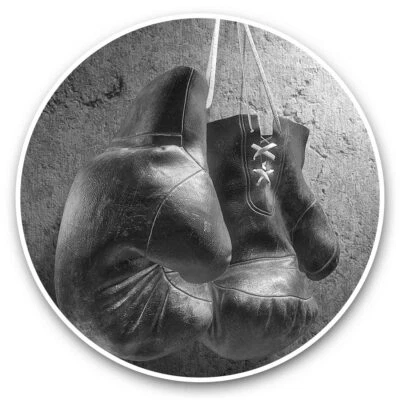 2 x Vinyl Stickers 25cm (bw) - Retro Artistic Boxing Gloves Boxer #41982
