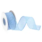 Burlap Ribbon Fabric Wired Ribbons Light Blue 1-1/2 Inch x 5 Yard, with Roller