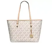 MICHAEL KORS Jet Set Charm MK Signature Zip Tote TZ Bag White Vanilla 38F1CT9T3B