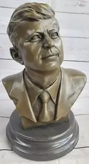 Abstract Mid Century JFK Kennedy Bust Sculpture Signed Mavchi Pure Bronze Deal
