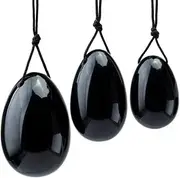 Black Jade Y-O-N-I Eggs Massage Stone, Black Obsidian Massage Balls, Natural Crystal Massage Stone, Stress Release Exercise Balls for Women Pelvic Muscles Train