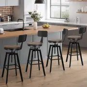 4x ALFORDSON Bar Stools Ezra Backrest Industrial Black