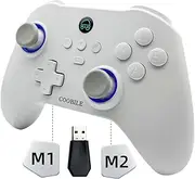 COOBILE Wireless Gaming Controller, Bluetooth Gamepad with Hall Joystick, hall trigger, Macro Back Key, no blind zones, support six-axis somatosensory,for iOS, Android, PC, Switch, Steam (white)