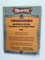 Star Trek Experience Quarks Valentine Special Menu 1998 Las Vegas Hilton