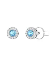 Sabrina Designs 14K 0.19 ct. tw. Diamond & Blue Topaz Studs