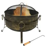 24 in Cauldron Steel Fire Pit with Spark Screen, Poker, and Grate by Sunnydaze