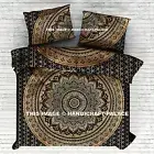 Ombre Mandala Gold Duvet Cover Queen Indian Quilt Cover Cotton Throw Doona Cover